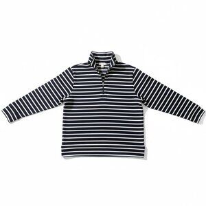 Lands’ End Navy & White Striped Fleece Pullover – Size 14/16